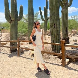 vintage yellow floral maxi dress